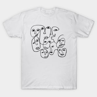 Abstract Faces Line Drawing T-Shirt